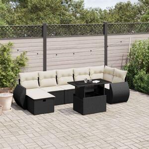 VidaXL Polyrattan Kerti Ülőgarnitúra - 8 részes - Fekete