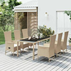 Polyrattan Kerti Étkezőgarnitúra - 7 részes - Bézs