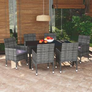 VidaXL Polyrattan Kerti Étkezőgarnitúra - 7 részes - Szürke
