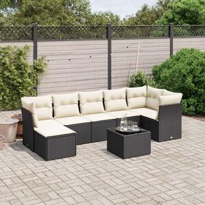 VidaXL Polyrattan Kerti Ülőgarnitúra - 8 részes - Fekete