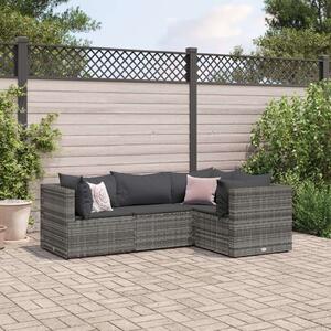 VidaXL Polyrattan Kerti Ülőgarnitúra - Szürke - 4 részes