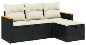 VidaXL Polyrattan Kerti Ülőgarnitúra - 4 részes - Fekete