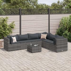 VidaXL Polyrattan Kerti Ülőgarnitúra - 7 részes - Szürke