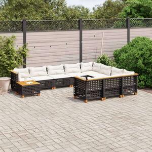 VidaXL Polyrattan Kerti Ülőgarnitúra - 11 részes - Fekete