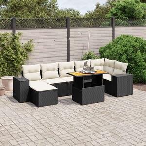 VidaXL Polyrattan Kerti Ülőgarnitúra - 8 részes - Fekete