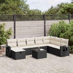 VidaXL Polyrattan Kerti Ülőgarnitúra - 9 részes - Fekete