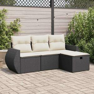 VidaXL Polyrattan Kerti Ülőgarnitúra - 4 részes - Fekete