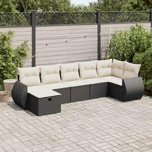 VidaXL Polyrattan Kerti Ülőgarnitúra - 7 részes - Fekete