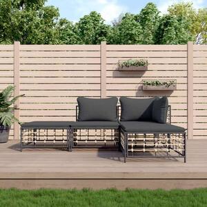 VidaXL 4-részes antracitszürke polyrattan kerti ülőgarnitúra párnákkal