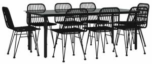 Kertbútor - Fekete Polyrattan Étkezőgarnitúra - 9 részes