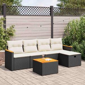 VidaXL Polyrattan Kerti Ülőgarnitúra - 6 részes - Fekete