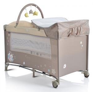 Cangaroo Moni Sleepy multifunkciós utazóágy, emelőbetéttel, kerekekkel - Beige