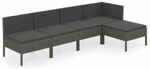 Polyrattan Kerti Ülőgarnitúra - 5 részes - Szürke