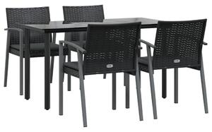 VidaXL 5 részes polyrattan és acél kerti étkezőgarnitúra párnával