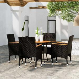 VidaXL Kerti Étkezőgarnitúra - 5 részes - Fekete Polyrattan