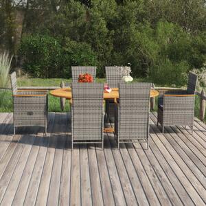 VidaXL Kerti Étkezőgarnitúra - 7 részes - Szürke Polyrattan