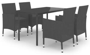 VidaXL 5 részes polyrattan és üveg kerti étkezőgarnitúra párnákkal