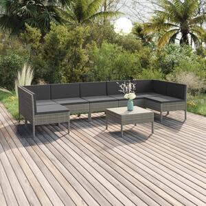 VidaXL 8 részes szürke polyrattan kerti ülőgarnitúra párnákkal