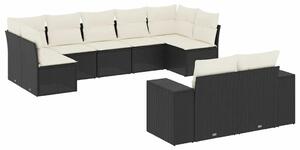 VidaXL Polyrattan Kerti Ülőgarnitúra - 9 részes - Fekete