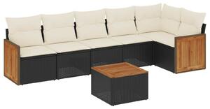 VidaXL 7 részes Kerti Ülőgarnitúra - Fekete Polyrattan