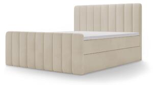 MAGIC kárpitozott boxspring ágy lábvéggel 160x200 - krémszínű