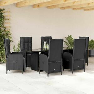 VidaXL Polyrattan Kerti Étkezőgarnitúra - 7 részes - Fekete
