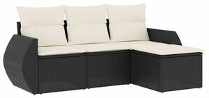 VidaXL Polyrattan Kerti Ülőgarnitúra - 4 részes - Fekete