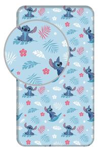 Kék gumis egyszemélyes pamut gyerek lepedő 90x200 cm Lilo & Stitch "Blue" – Jerry Fabrics