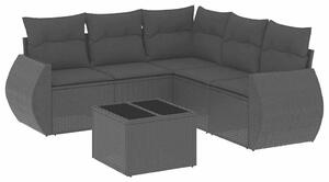 VidaXL Polyrattan Kerti Ülőgarnitúra - 6 részes - Fekete