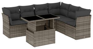 VidaXL 7 részes szürke polyrattan kerti ülőgarnitúra párnákkal