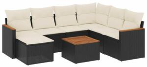 VidaXL Polyrattan Kerti Ülőgarnitúra - 8 részes - Fekete