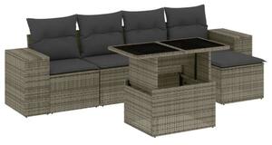VidaXL Polyrattan Kerti Ülőgarnitúra - 6 részes - Szürke