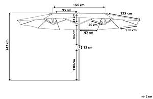 Sötétszürke dupla napernyő ⌀ 460 cm SIBILLA