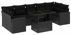 VidaXL 8 részes Kerti Ülőgarnitúra - Fekete Polyrattan