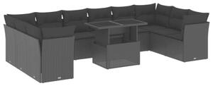 VidaXL Polyrattan Kerti Ülőgarnitúra - 11 részes - Fekete