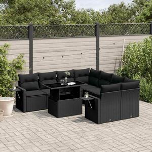VidaXL Polyrattan Kerti Ülőgarnitúra - 9 részes - Fekete