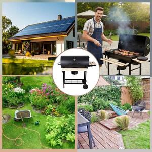 Klausberg KB 9033 faaszagos grillsütő, zárható fedél, hőmérő, oldalsó polcok, hamutartó fiók, kerekek, acél, fekete