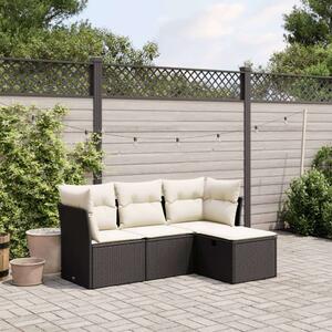 VidaXL Polyrattan Kerti Ülőgarnitúra - 4 részes, Fekete