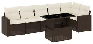 VidaXL Polyrattan Kerti Ülőgarnitúra - Barna - 7 részes