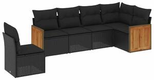 VidaXL Polyrattan Kerti Ülőgarnitúra - 6 részes - Fekete