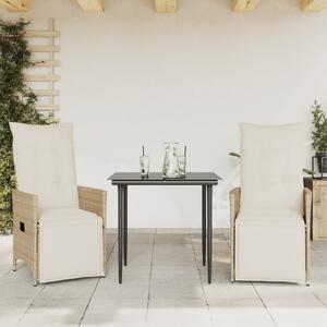 VidaXL 2 db bézs polyrattan dönthető kerti szék párnákkal