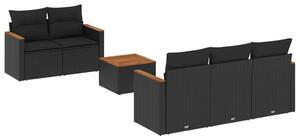 VidaXL Polyrattan Kerti Ülőgarnitúra - 6 részes - Fekete