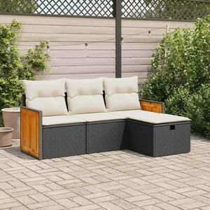 VidaXL Polyrattan Kerti Ülőgarnitúra - 4 részes - Fekete