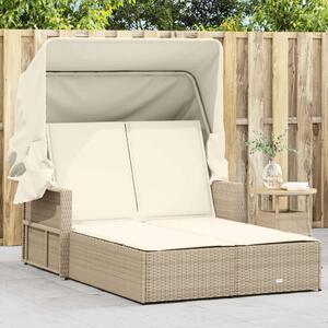 VidaXL Dupla Napozóágy - Polyrattan - Bézs - 110x201 cm