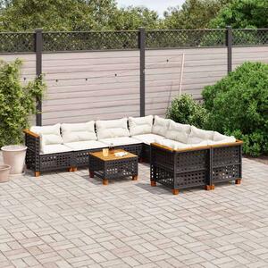 VidaXL Polyrattan Kerti Ülőgarnitúra - 9 részes - Fekete