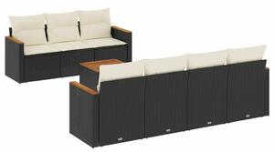 VidaXL Polyrattan Kerti Ülőgarnitúra - 8 részes - Fekete