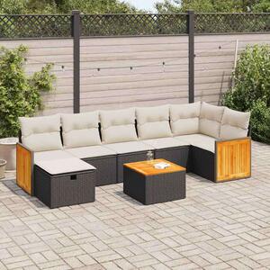 VidaXL 8 részes Polyrattan Kerti Ülőgarnitúra - Fekete
