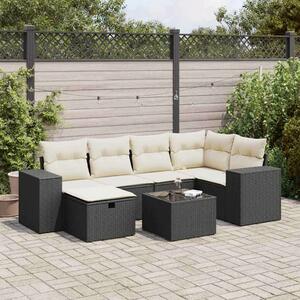 VidaXL Polyrattan Kerti Ülőgarnitúra - 7 részes - Fekete