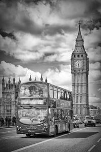 Fotográfia LONDON Monochrome Houses of Parliament and traffic, Melanie Viola