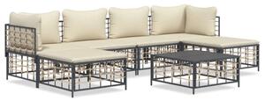 VidaXL Polyrattan Kerti Ülőgarnitúra - 7 részes - Antracit Szürke